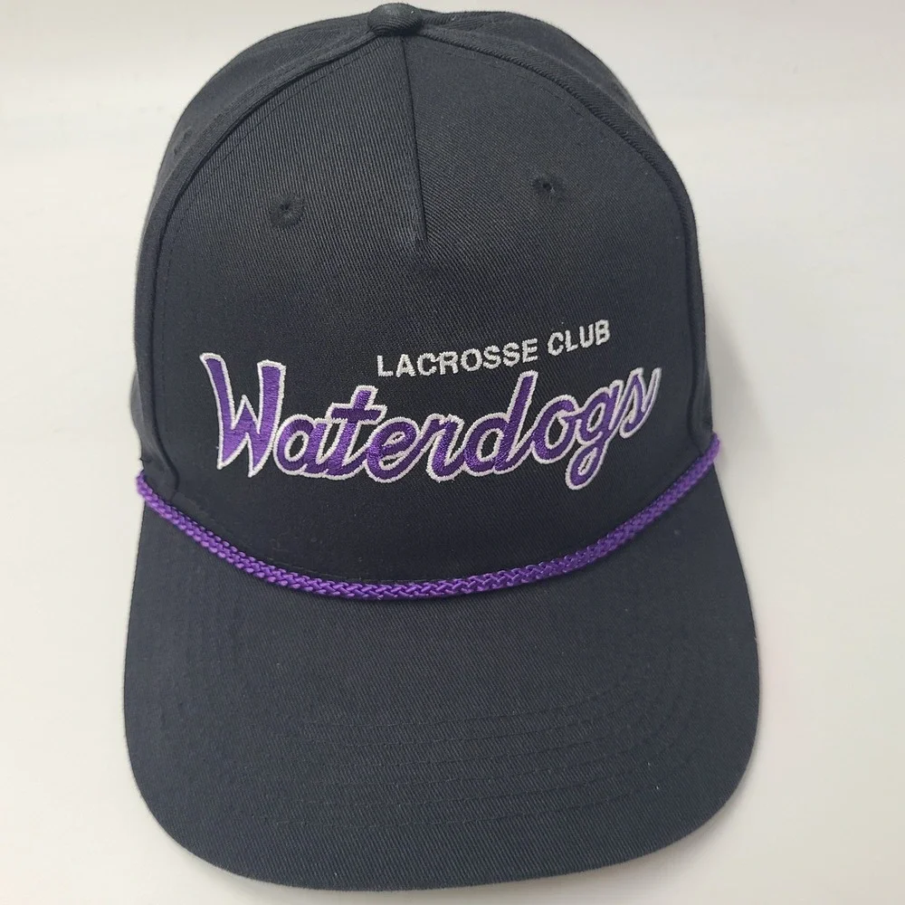 Philadelphia Waterdogs Hat Snapback Black Purple Rope PLL Lacrosse Script Men